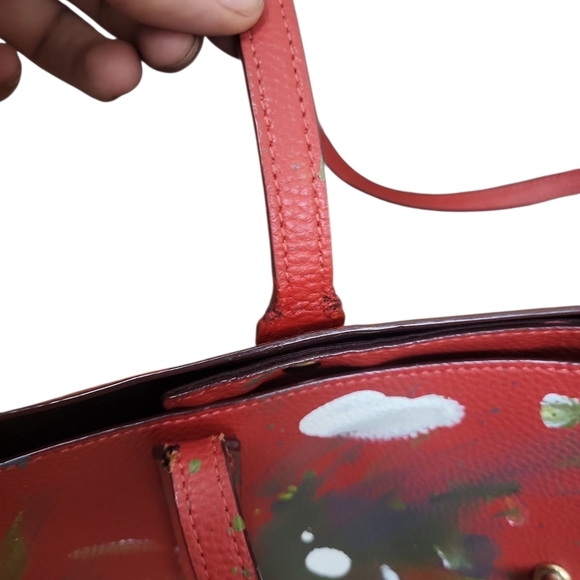 Coach Market Tote 37756 Large Burgundy Polished Pebble Leather Shoulder Bag - Picture 9 of 11